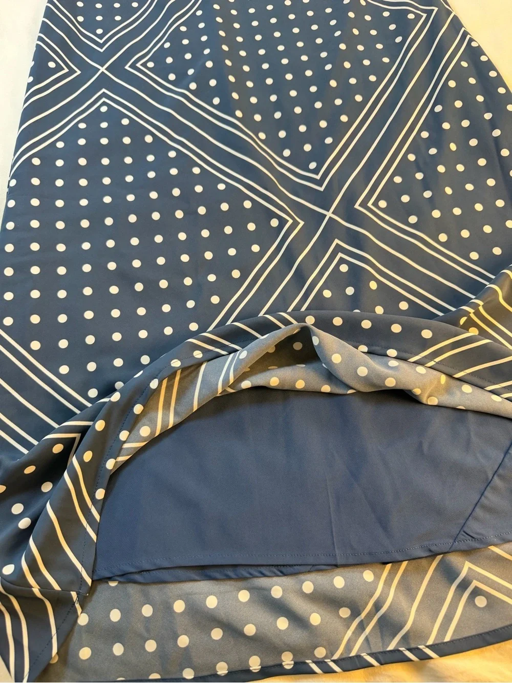 Abercrombie & Fitch Navy and White Polkadot and Stripe Slip Maxi Dress NWT